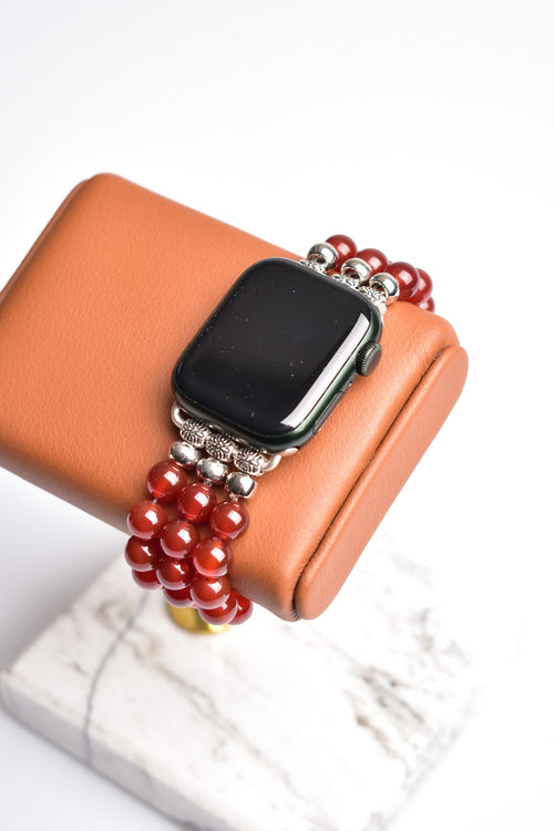 Red Agate Natural Stone Apple Watch Band 42 - 49mm 