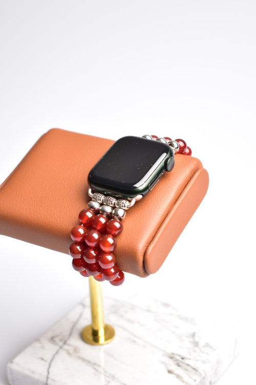 Red Agate Natural Stone Apple Watch Band 42 - 49mm 