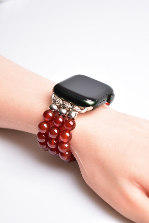 Red Agate Natural Stone Apple Watch Band 42 - 49mm 