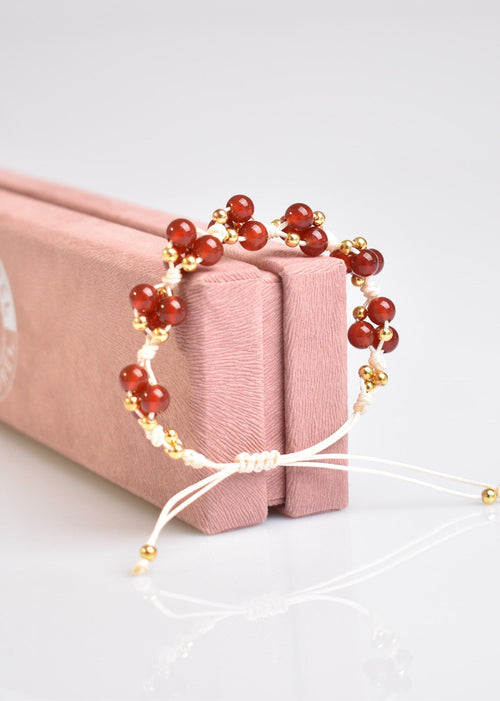 Red Agate Triple Macrame Special Design Bracelet