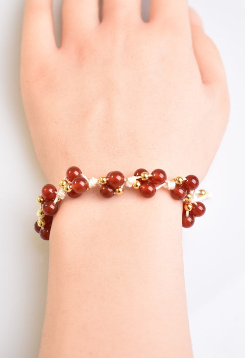 Red Agate Triple Macrame Special Design Bracelet