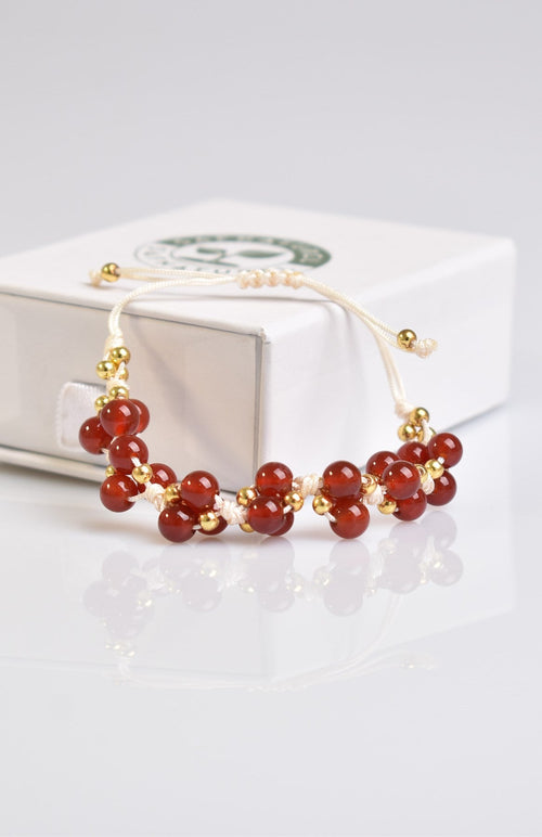 Red Agate Triple Macrame Special Design Bracelet