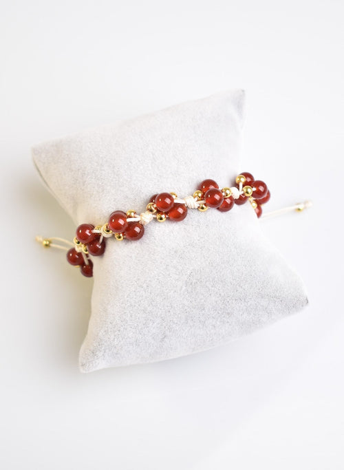 Red Agate Triple Macrame Special Design Bracelet