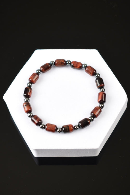 Red Tiger Eye - Hematite Natural Stone Bracelet