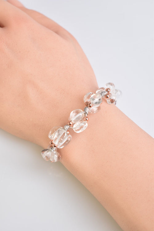 Crystal Quartz Natural Stone Triple Macrame Bracelet