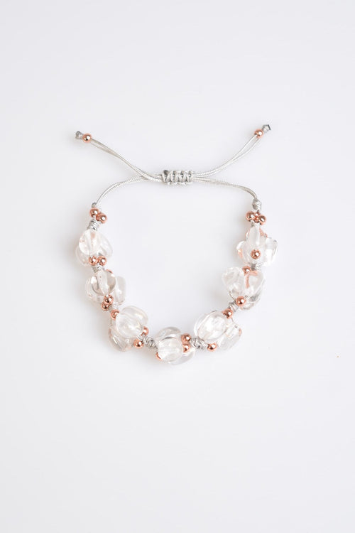 Crystal Quartz Natural Stone Triple Macrame Bracelet