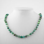 Chrysocolla 8 mm Knotted Natural Stone Necklace