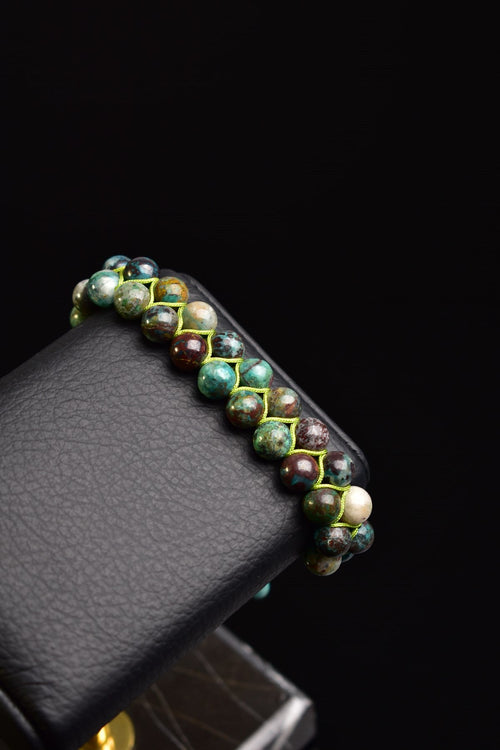 Chrysocolla Natural Stone Double Row Macrame Bracelet 8 mm