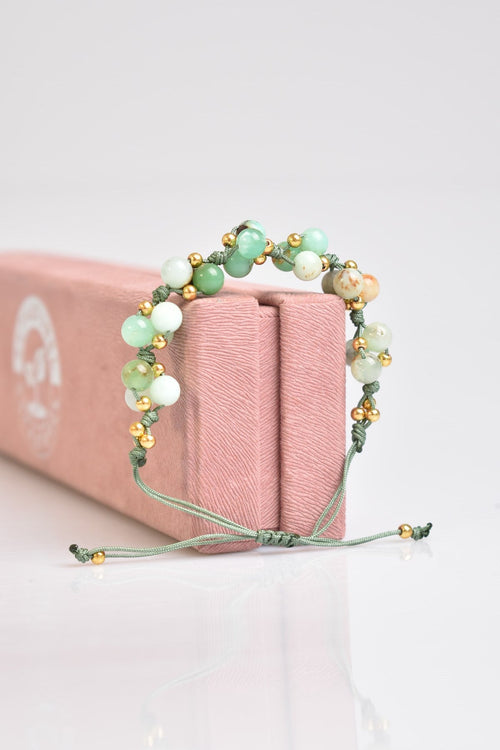 Chrysoprase Triple Macrame Special Design Bracelet 6 mm