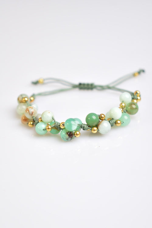 Chrysoprase Triple Macrame Special Design Bracelet 6 mm