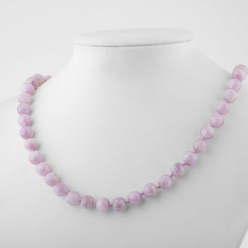 Kunzite 8 mm Knotted Natural Stone Necklace