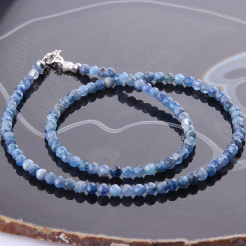 Kyanit Natural Stone Necklace Bracelet Set 3 mm