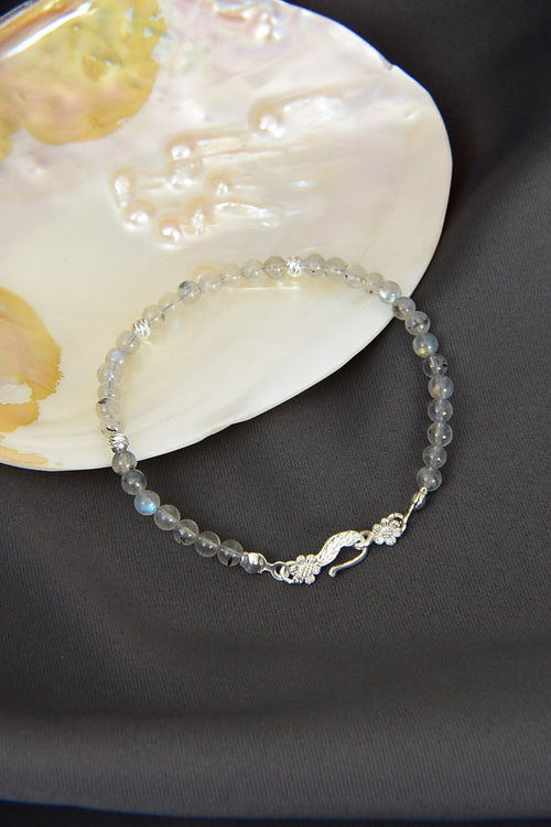 Labradorite Natural Stone 925 Sterling Silver Closure Bracelet - Moonlight Collection