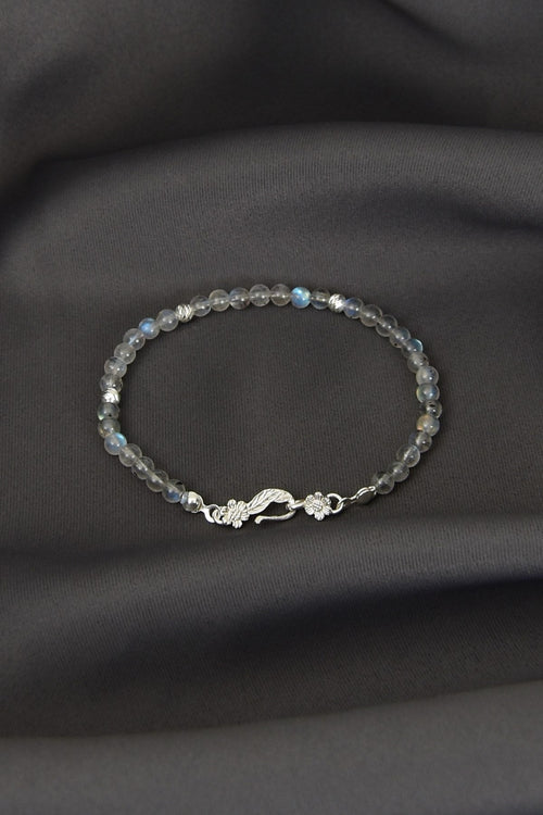 Labradorite Natural Stone 925 Sterling Silver Closure Bracelet - Moonlight Collection