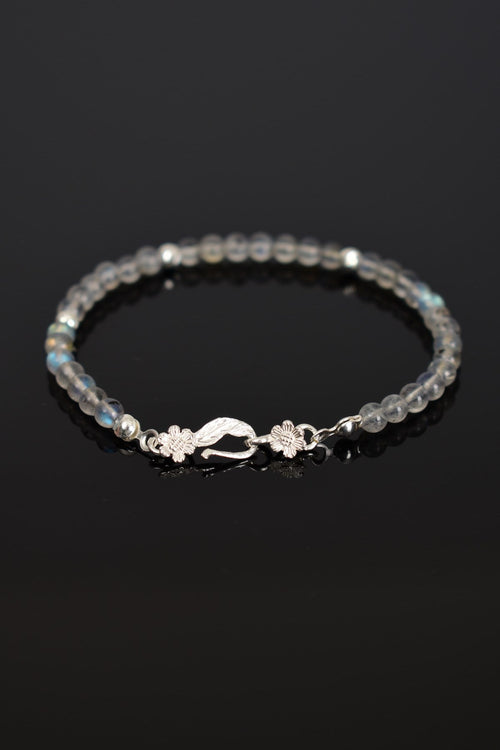 Labradorite Natural Stone 925 Sterling Silver Closure Bracelet - Moonlight Collection