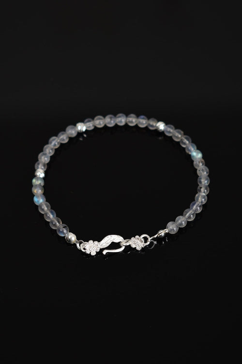 Labradorite Natural Stone 925 Sterling Silver Closure Bracelet - Moonlight Collection