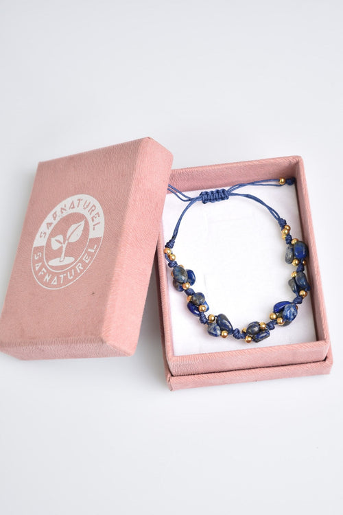 Lapis Natural Stone Triple Macrame Special Design Bracelet