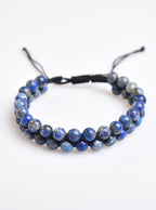 Lapis Lazuli 6mm Double Row Macrame Natural Stone Bracelet