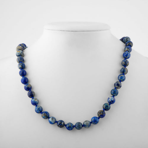 Lapis Lazuli 8 mm Knotted Natural Stone Necklace