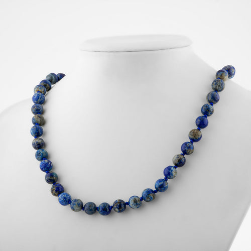 Lapis Lazuli 8 mm Knotted Natural Stone Necklace