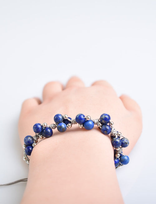 Lapis Triple Macrame Design Bracelet