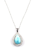 Larimar Natural Stone 925 Sterling Silver Necklace