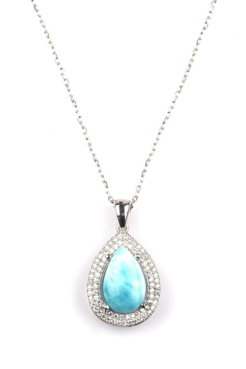 Larimar Natural Stone 925 Sterling Silver Necklace