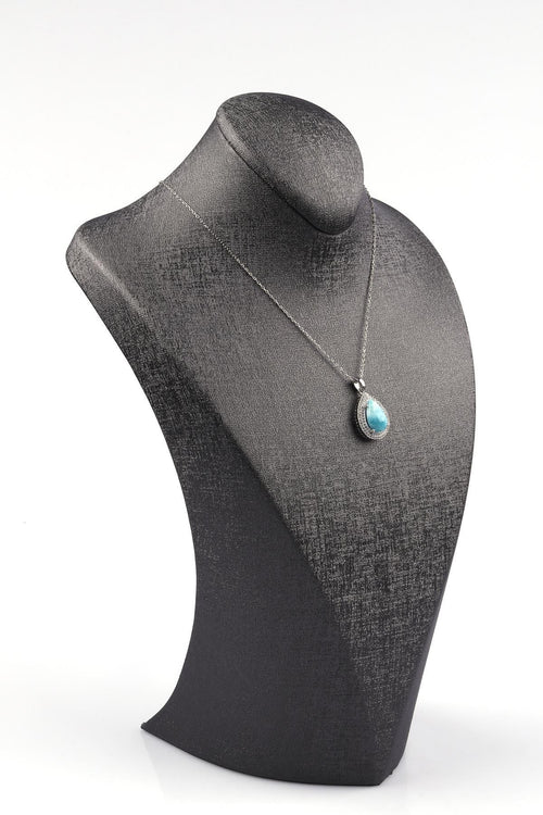 Larimar Natural Stone 925 Sterling Silver Necklace