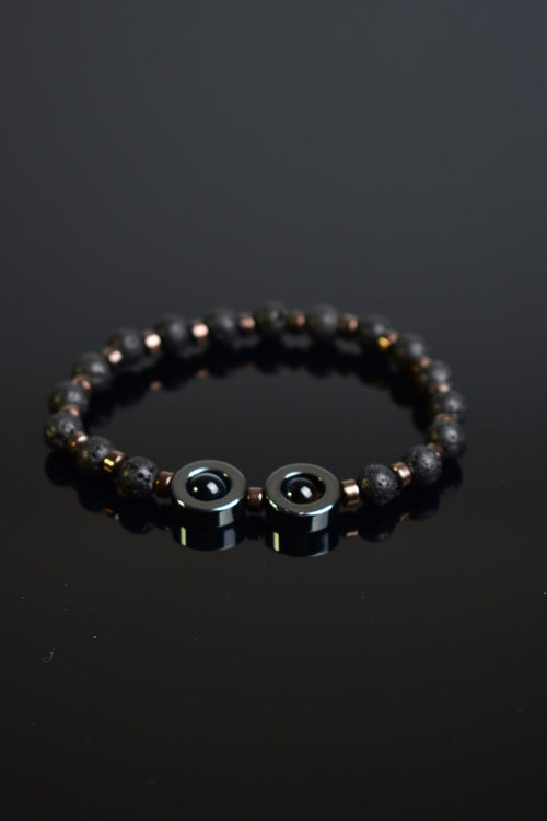 Lava - Eye Agate - Hematite Natural Stone Unisex Bracelet