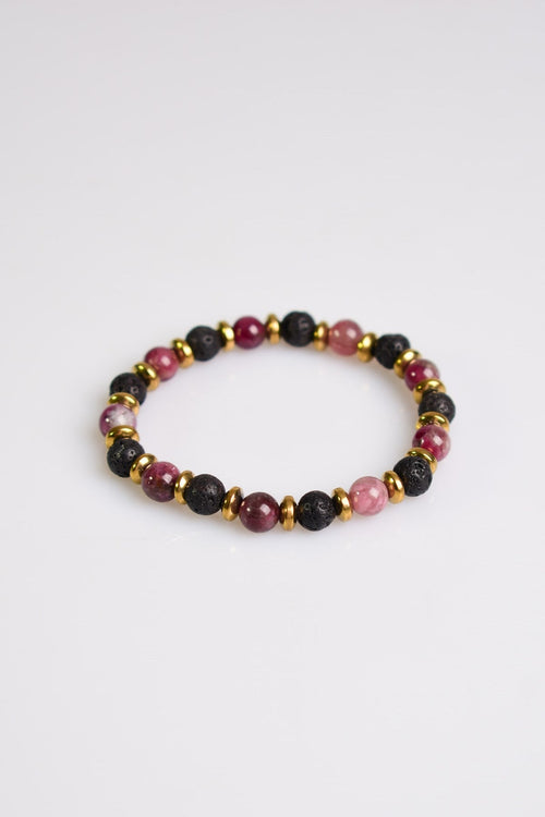 Lava - Tourmaline - Hematite Natural Stone Unisex Bracelet