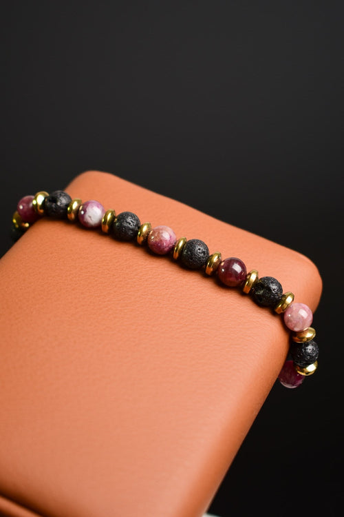 Lava - Tourmaline - Hematite Natural Stone Unisex Bracelet