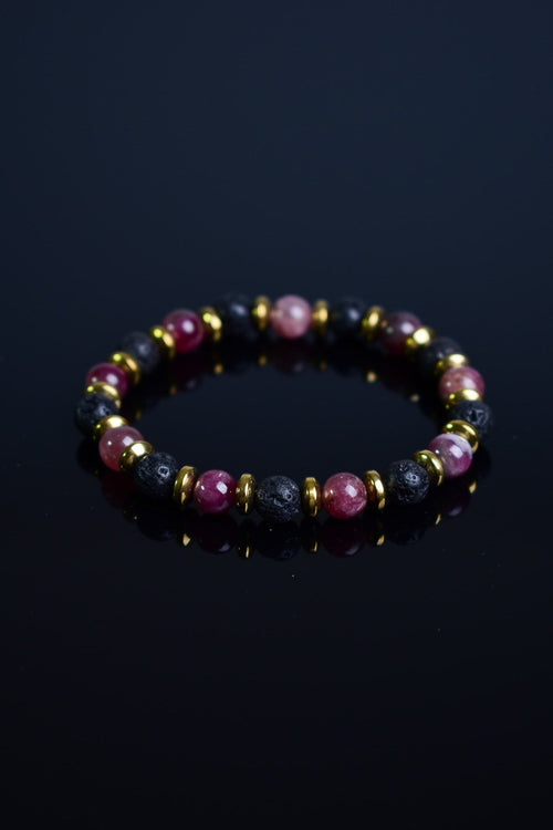 Lava - Tourmaline - Hematite Natural Stone Unisex Bracelet