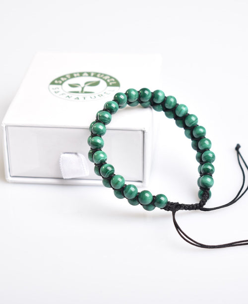 Malachite 6mm Double Row Macrame Natural Stone Bracelet