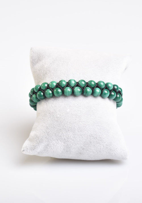 Malachite 6mm Double Row Macrame Natural Stone Bracelet