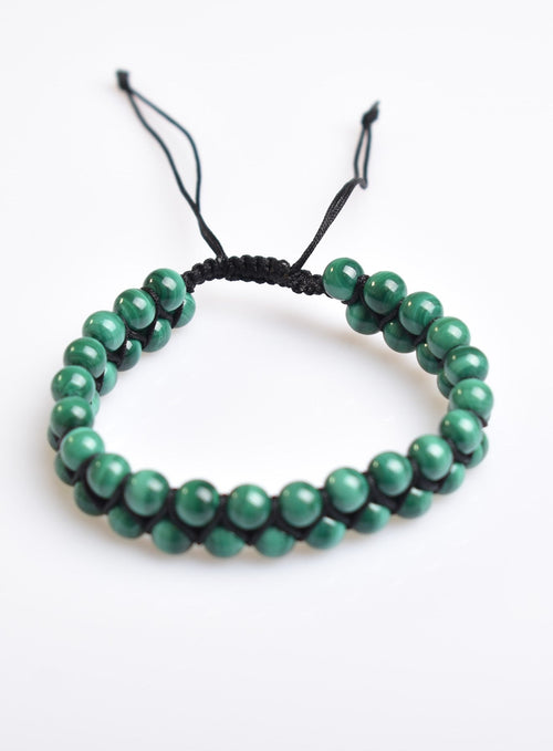 Malachite 6mm Double Row Macrame Natural Stone Bracelet