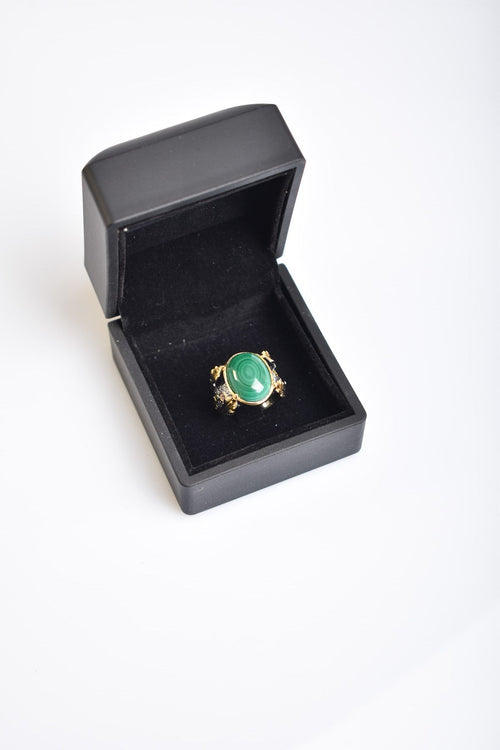 Malachite Natural Stone 925 Sterling Silver Adjustable Ring