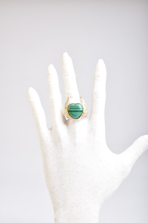 Malachite Natural Stone 925 Sterling Silver Adjustable Ring