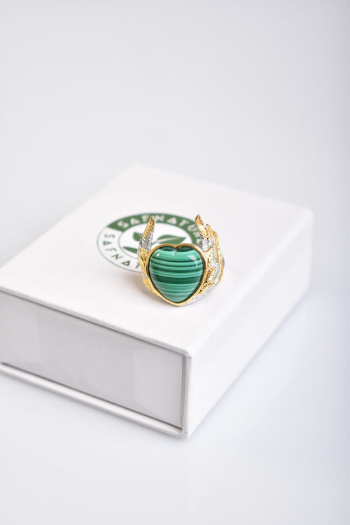 Malachite Natural Stone 925 Sterling Silver Adjustable Ring