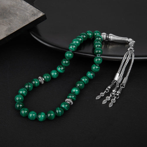 Malachite Natural Stone Prayer Beads 33 – 8mm