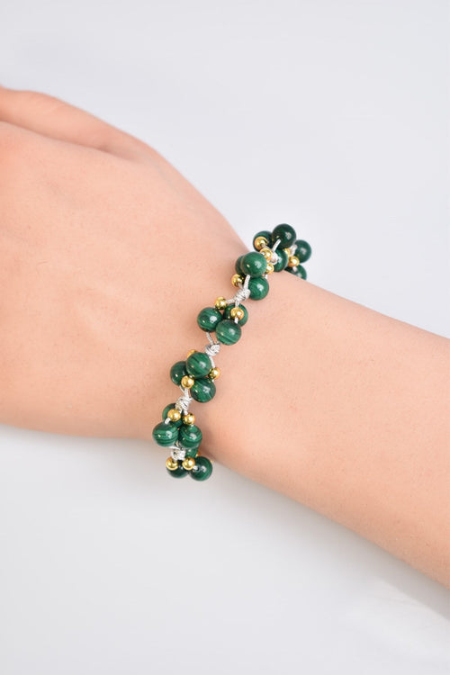 Malachite Triple Macrame Special Design Bracelet 6 mm