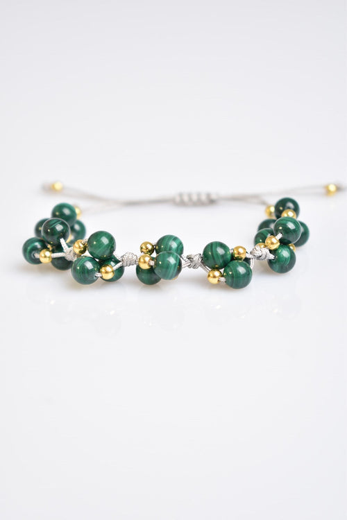 Malachite Triple Macrame Special Design Bracelet 6 mm