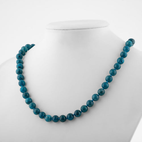 Blue Apatite 6 mm Knotted Natural Stone Necklace