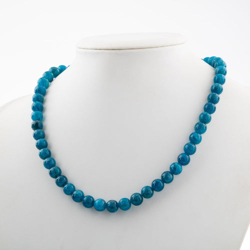 Blue Apatite 8 mm String Natural Stone Necklace