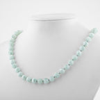 Blue Larimar 8 mm Knotted Natural Stone Necklace