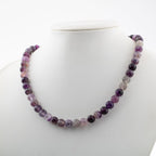 Purple Fluorite 8 mm String Natural Stone Necklace