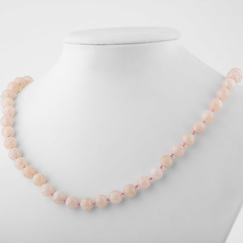 Morganite 8 mm Knotted Natural Stone Necklace