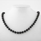 Nuummite 8 mm Knotted Natural Stone Necklace