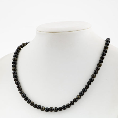 Obsidian 6 mm Series Natural Stone Necklace