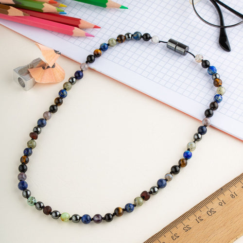 Student Necklace Natural Stone 6mm Knotted Necklace