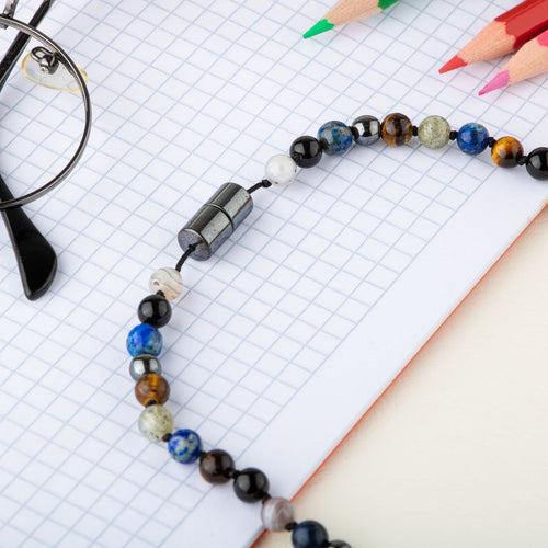 Student Necklace Natural Stone 6mm Knotted Necklace